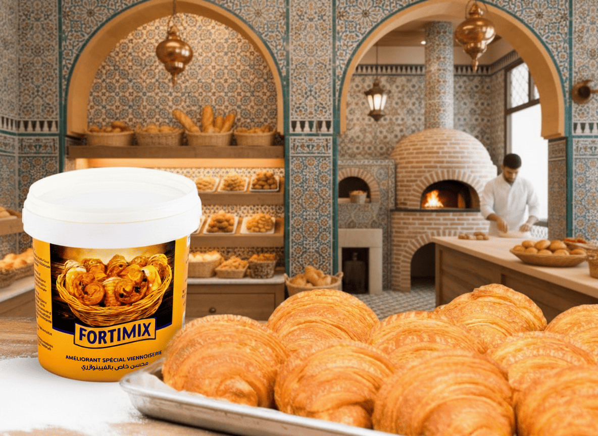 Améliorant destiné à la viennoiserie et tous les produits de la panification fine incorporant du sucre et de la matière grasse (Croissant, pain au chocolat, brioche, pain viennois, pain au lait…).